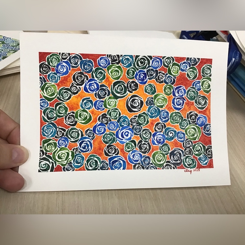 Original Floral India Ink Drawing